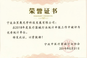 2018年优秀统计单位-证书